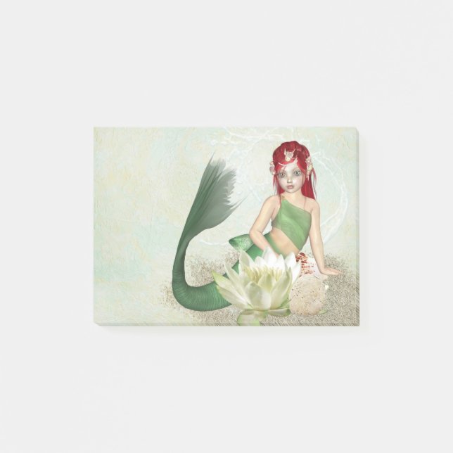 Bloco Post-it Sereia com flor (Frente)
