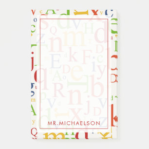 Bloco Post-it Seu texto Alfabeto Colorido