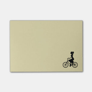 Bloco Post-it Silhouette de Ciclista de Raparigas Retro
