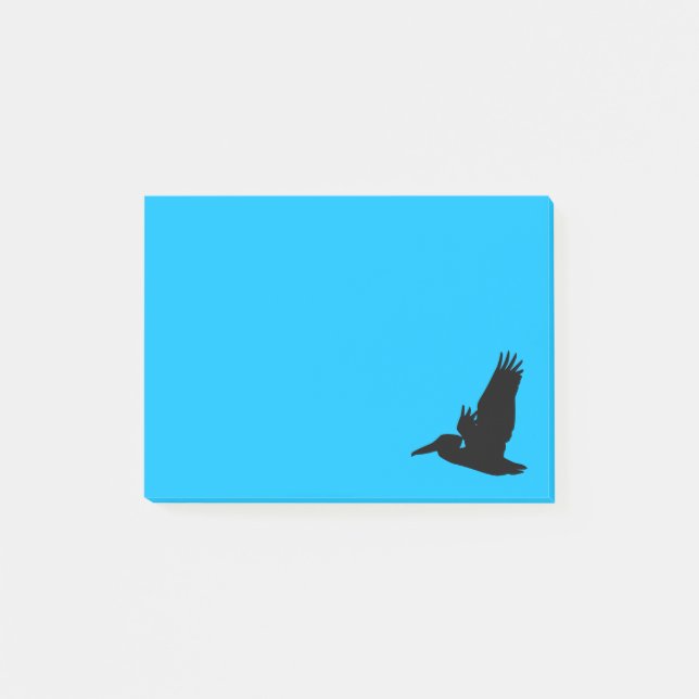Bloco Post-it Silhueta de Pelicano Voador Azul Céu (Frente)
