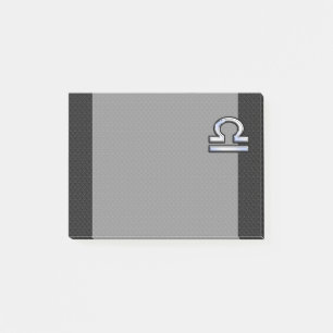Bloco Post-it Símbolo Silver Libra Zodiac no estilo de pele cobr