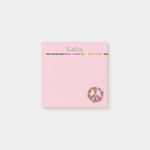 Bloco Post-it Sinal de Paz Personalizado com Nome a Rosa