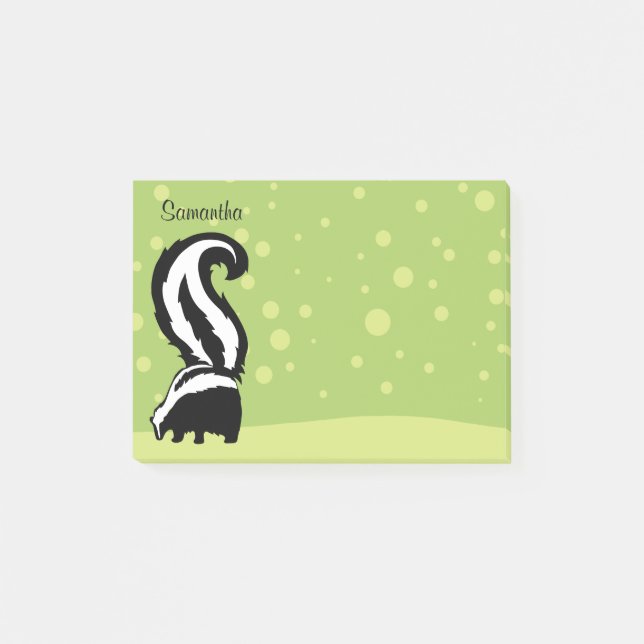 Bloco Post-it Skunk Negrito Com Pontos Verdes, Adicione Seu Nome (Frente)