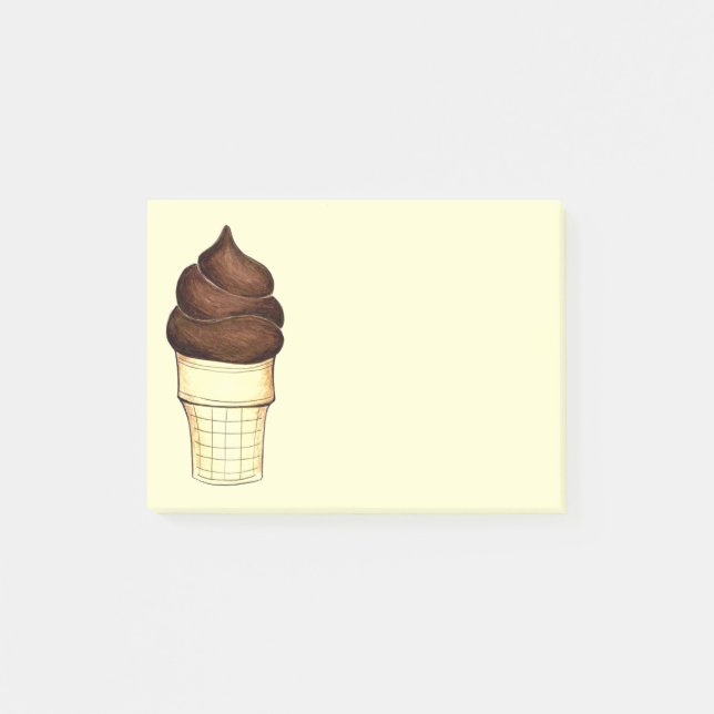 Bloco Post-it Sorvete de Chocolate Soft Serve Cone Posta (Frente)