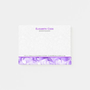 Bloco Post-it Sparkles florais roxos e brancos elegantes