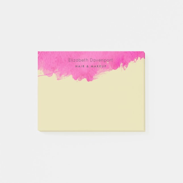 Bloco Post-it Splatter Pintor de Cores d'Água Rosa (Frente)