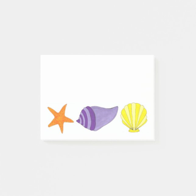 Bloco Post-it Starfish Conchas Sea Shell Beach Notas de Posto (Frente)