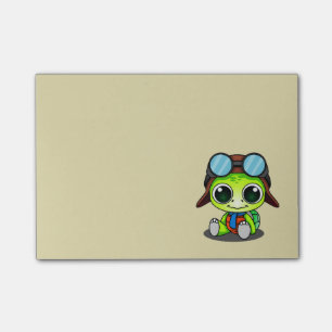Bloco Post-it Tartaruga bonito dos desenhos animados no chapéu