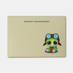 Bloco Post-it Tartaruga de Cartoon em Aviador Personalizada