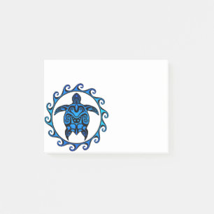 Bloco Post-it Tartaruga tribal azul Sun