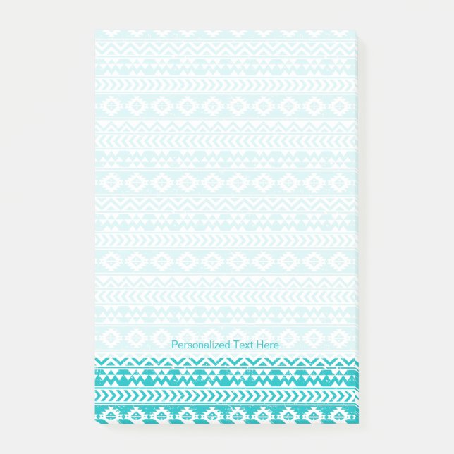 Bloco Post-it Teal Grunge Aztec Padrão Tribal (Frente)