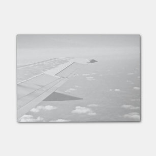 Bloco Post-it Temático plano, avião do Grayscale voa o voo sob