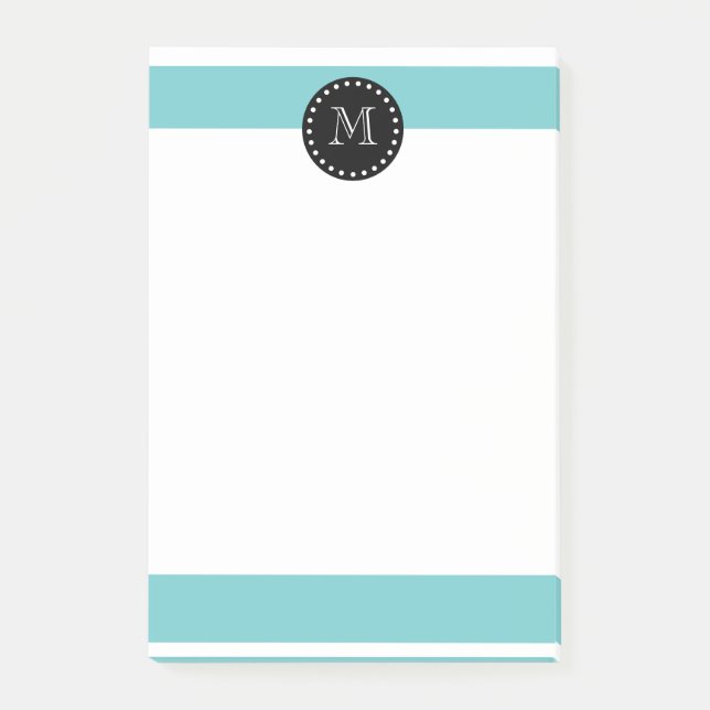 Bloco Post-it Teste padrão branco das listras da cerceta, (Frente)