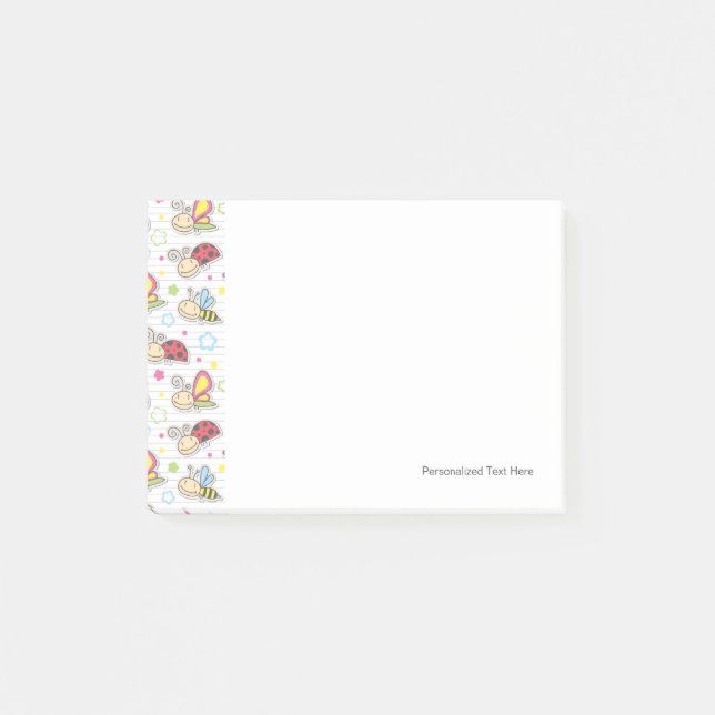 Bloco Post-it teste padrão com insetos (Frente)