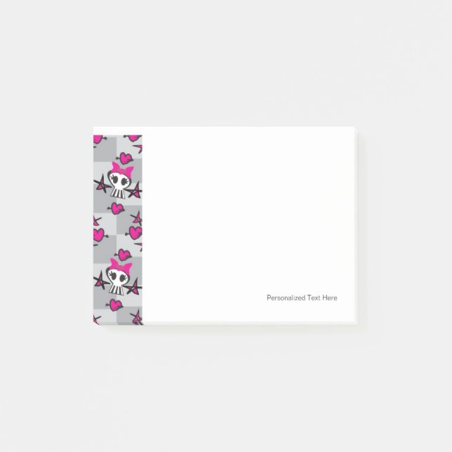 Bloco Post-it Teste padrão dos crânios de Emo (Frente)