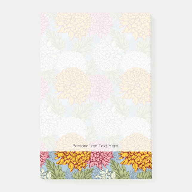 Bloco Post-it Teste padrão excelente com crisântemos (Frente)