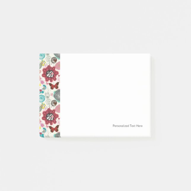 Bloco Post-it Teste padrão floral no estilo retro 5 (Frente)