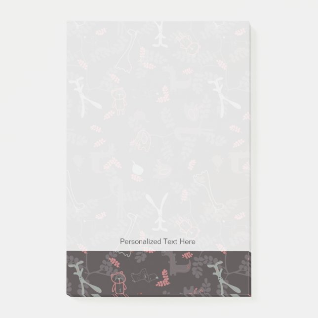 Bloco Post-it teste padrão que indica os animais 1 do bebê (Frente)