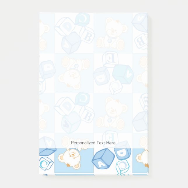 Bloco Post-it Teste padrão verificado do urso de ursinho (Frente)