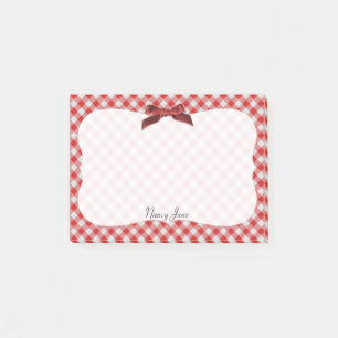 Bloco Post-it Teste padrão vermelho e branco da verificação d