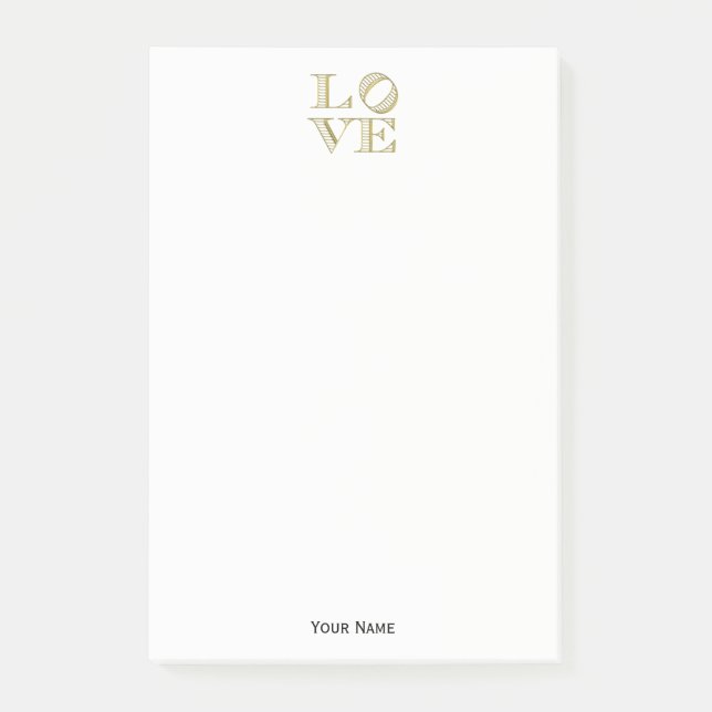 Bloco Post-it Texto Gráfico do AMOR - Faux Dourado (Frente)