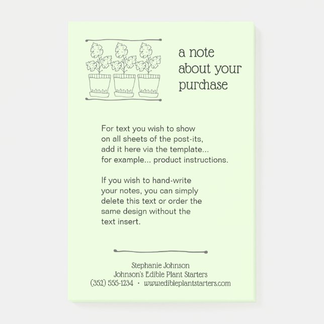 Bloco Post-it Texto Inserir Informações sobre o Produto de Enfer (Frente)