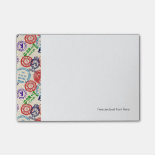 Bloco Post-it Textura com selos reais.