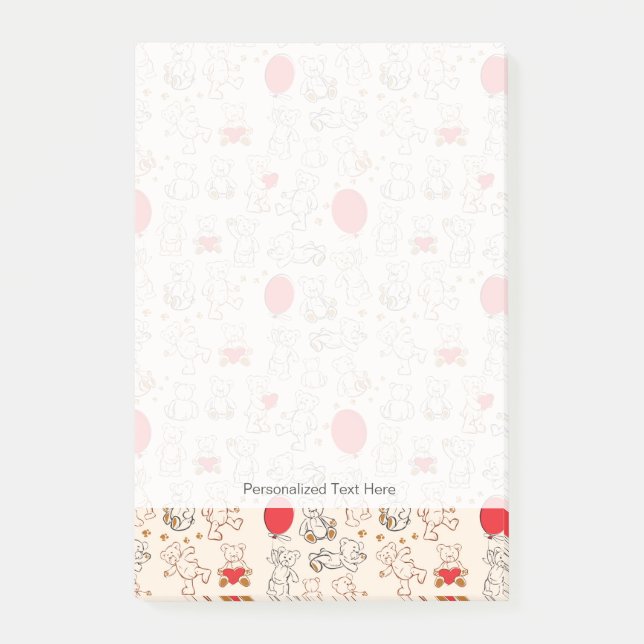 Bloco Post-it Textura com ursos de ursinho (Frente)