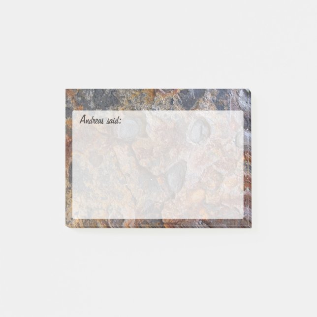 Bloco Post-it Textura Grungy Rock com Texto (Frente)