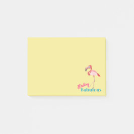 Bloco Post-it Tipografia Fabulosa de Bloqueio com Flamingo Rosa