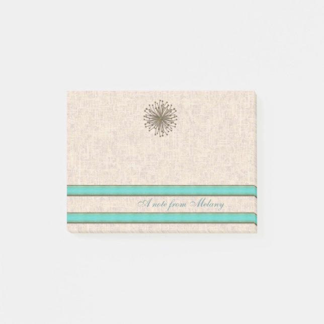 Bloco Post-it Tiras de turquesa elegantes de dandelion (Frente)