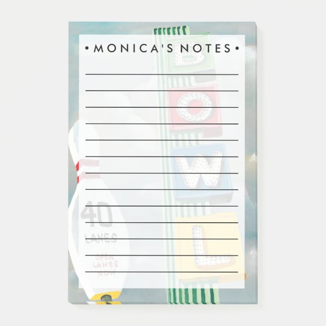 Bloco Post-it Trabalho de arte Beco boliche (Frente)