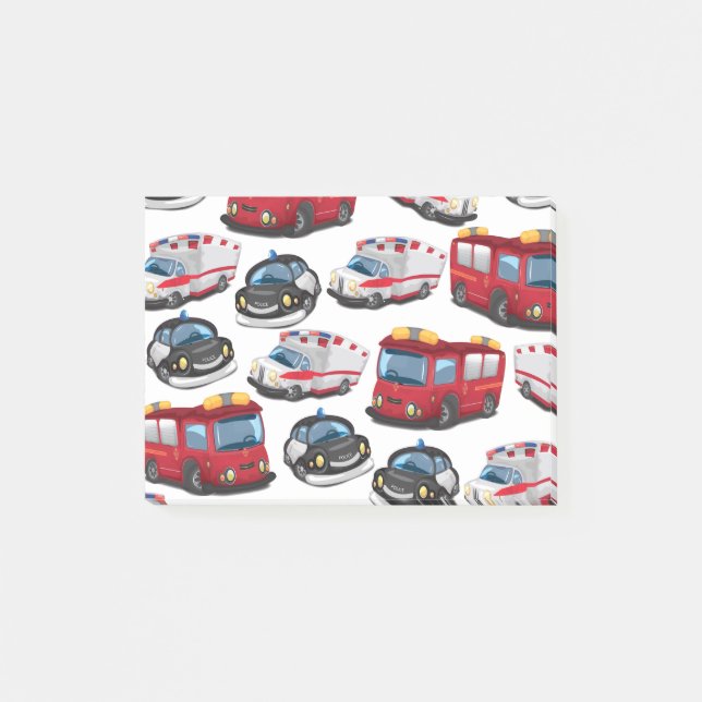 Bloco Post-it Transporte de polícia, ambulância e bombeiros. (Frente)