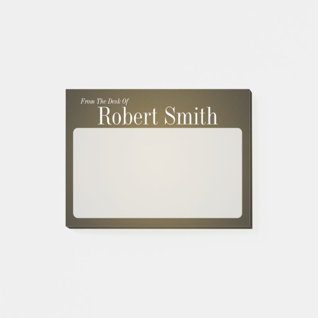 Bloco Post-it Trendy Tan Personalizado e Black Grainy (Frente)