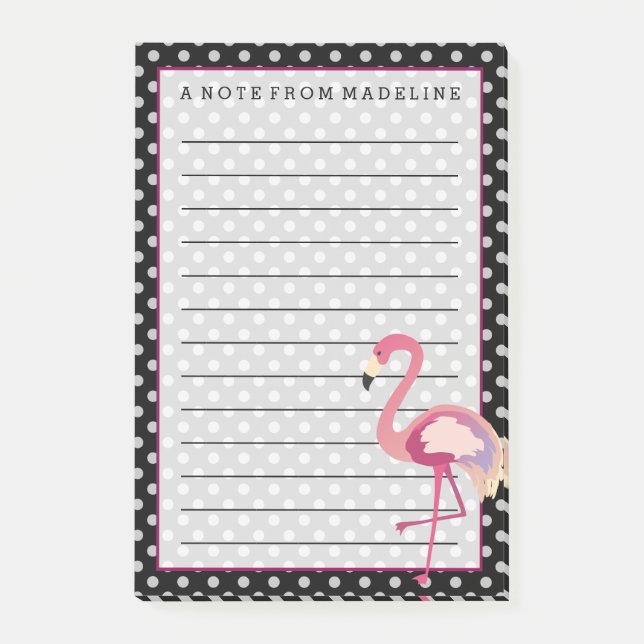 Bloco Post-it Tropical | Bolinhas Flamingo de Watercolor (Frente)