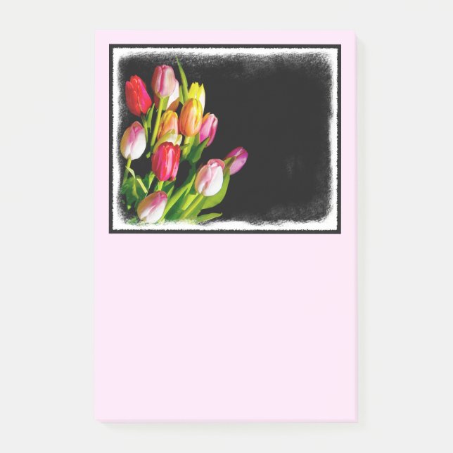Bloco Post-it Tulip Painting - Arte Flor Original (Frente)