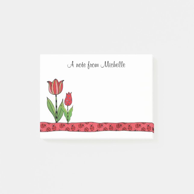 Bloco Post-it Tulipas vermelhas personalizadas (Frente)