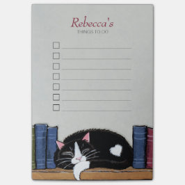 Bloco Post-it Tuxedo Gato Dormindo na Lista de Coisas a Fazer