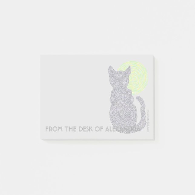 Bloco Post-it Um gato preto e uma lua da mesa de (Frente)