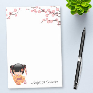 Bloco Post-it Ume Kokeshi Doll - Rapariga Peach Geisha Japonesa