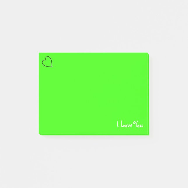 Bloco Post-it Verde vibrante do costume eu te amo | (Frente)