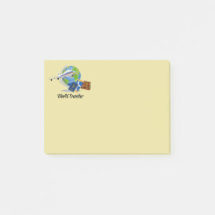 Bloco Post-it Viajante do Mundo:  bagagem, bilhetes e passaporte