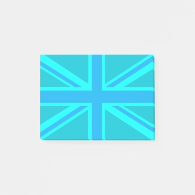 Bloco Post-it Vibrant Turquoise Union Jack British Flag (Frente)