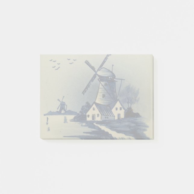 Bloco Post-it Vintage Blue White Delft Windmill (Frente)