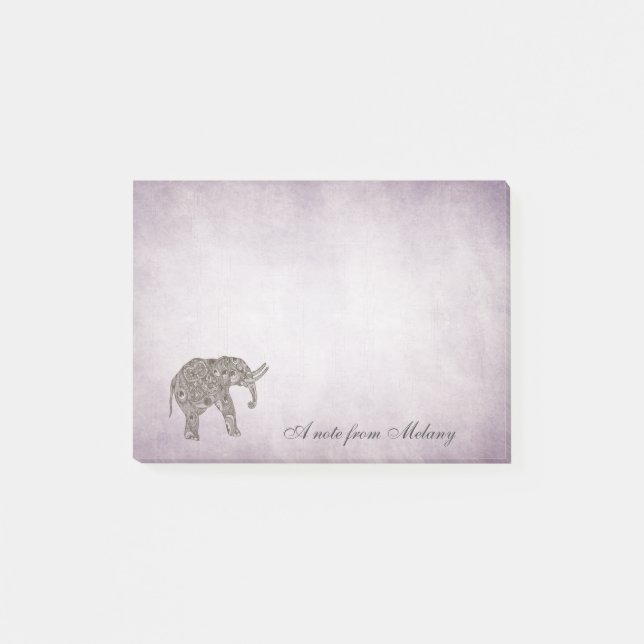 Bloco Post-it Vintage elefante-menina elegante (Frente)