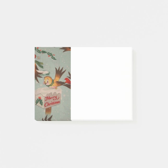 Bloco Post-it Vintage Felry Christmas Birds (Frente)