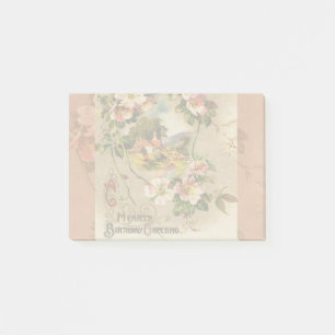 Bloco Post-it Vintage Happy Birthday Card Trabalho de arte
