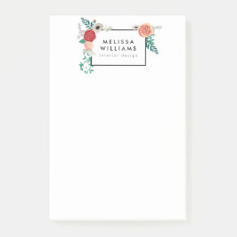 Bloco Post-it Vintage Modern Floral Motif