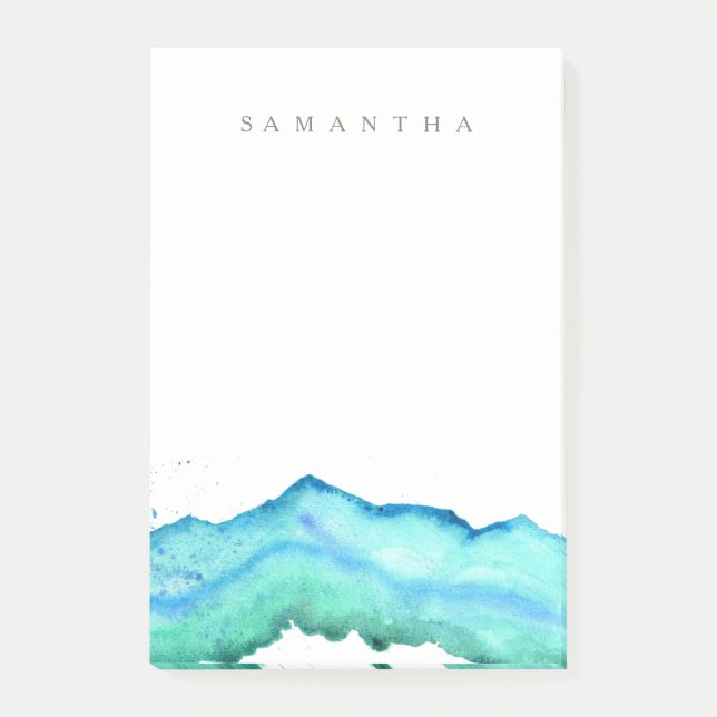 Bloco Post-it Watercolor Montanha | Nome personalizado (Frente)