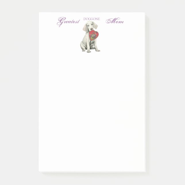 Bloco Post-it Weimaraner Heart Mãe (Frente)